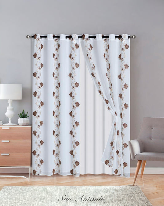 CORTINA ORGANZA BORDADA FORRO G&B